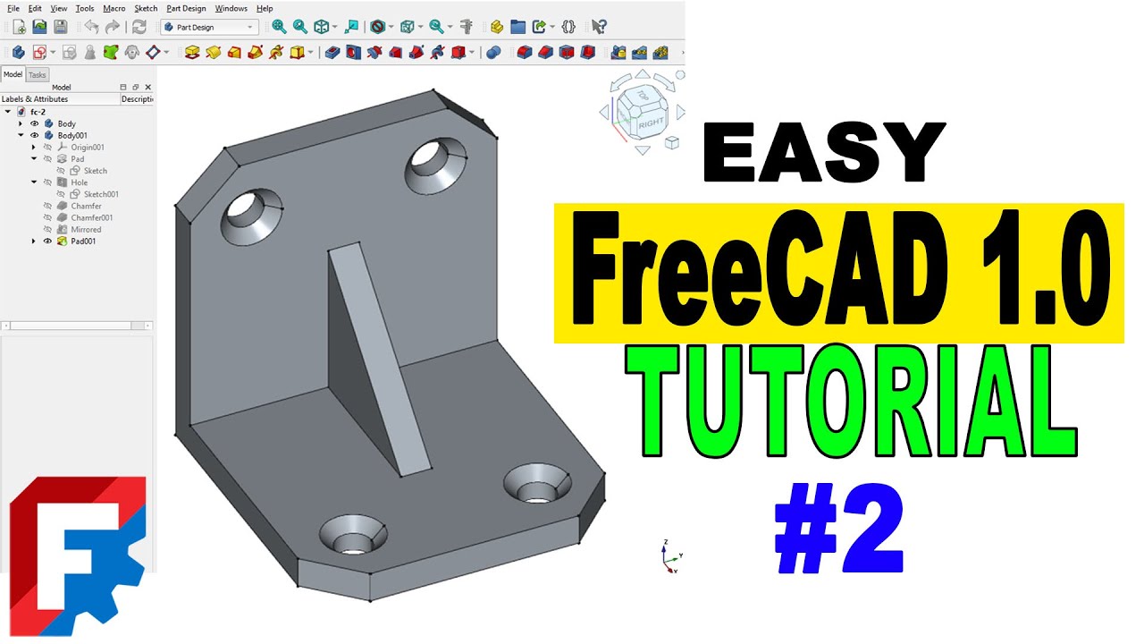 FreeCAD 1.0 TUTORIAL #2 | 3D Modeling made SIMPLE | How to model 3D objects fast #freecadtutorial