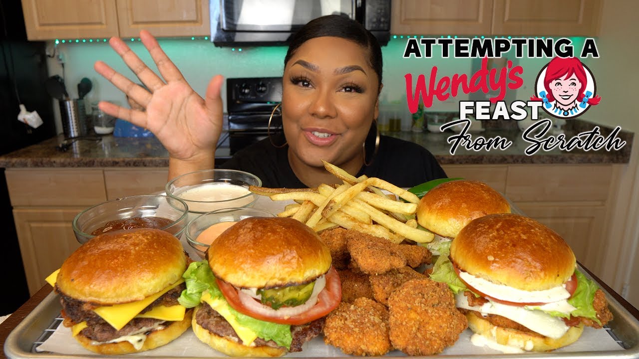 The MOST LEGIT COPYCAT WENDYS FEAST!!!! FULL RECIPE + MUKBANG
