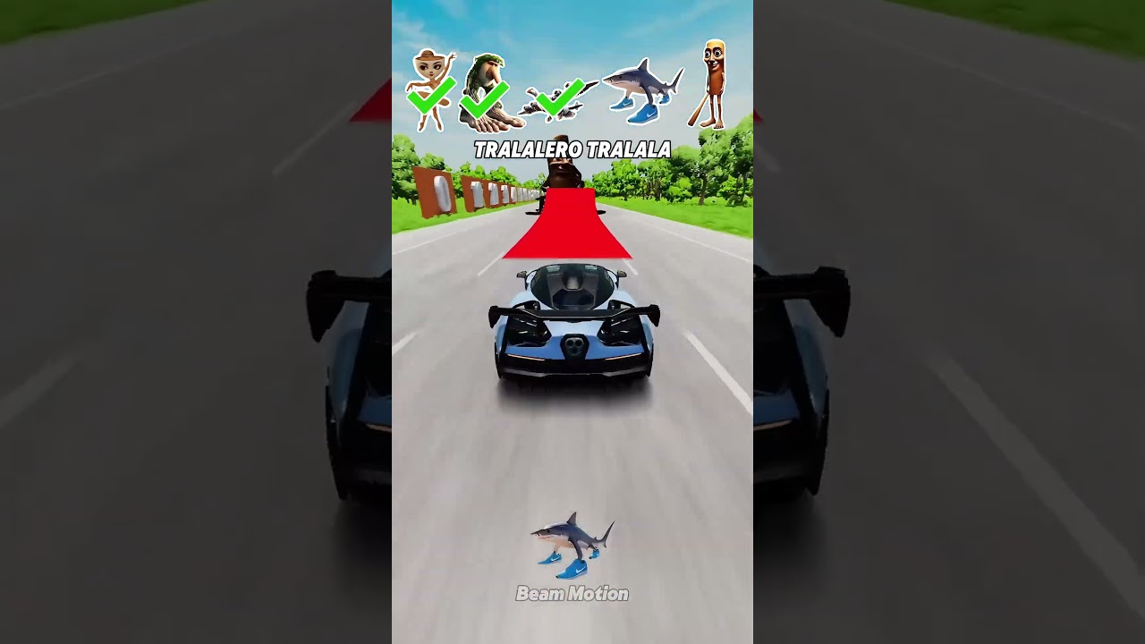 🪵Italian Brainrot Funk BeamNG DRIVE Car Jump Challenge 🦈☕  #beamngdrive #italianbrainrot