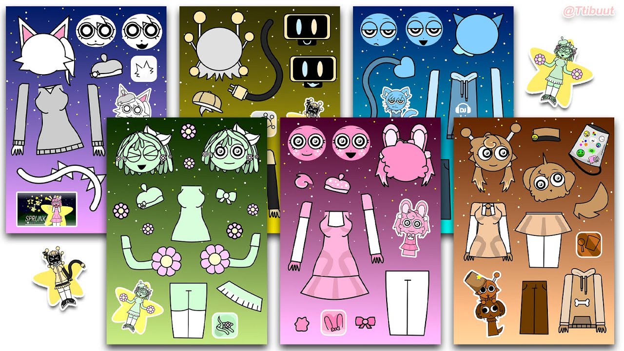 Sprunki Night Time Human Edition Sticker Book 🌙 스프런키 나이트타임 휴먼에디션 스티커Asmr