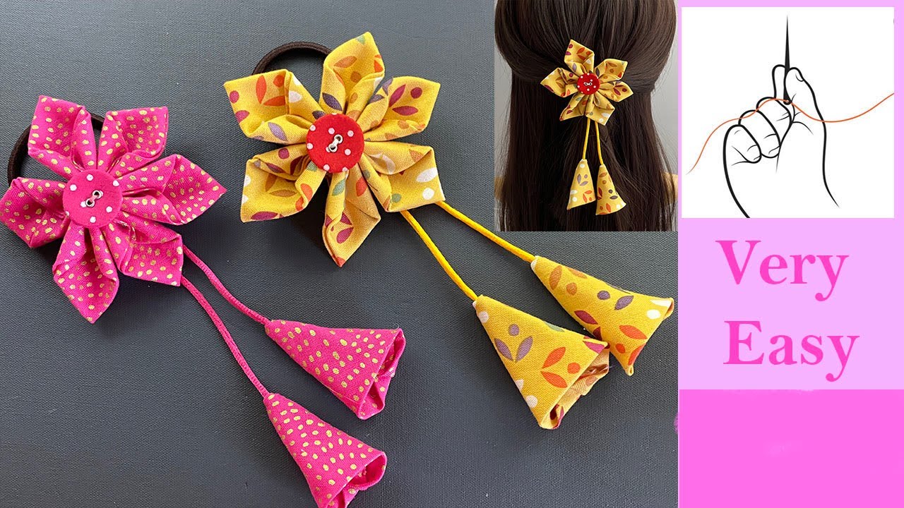 Hand Sewn & Unique Fabric Flower Latkan Hair Tie | Fabric Flowers Hair Clip | Flowers Latkan Making