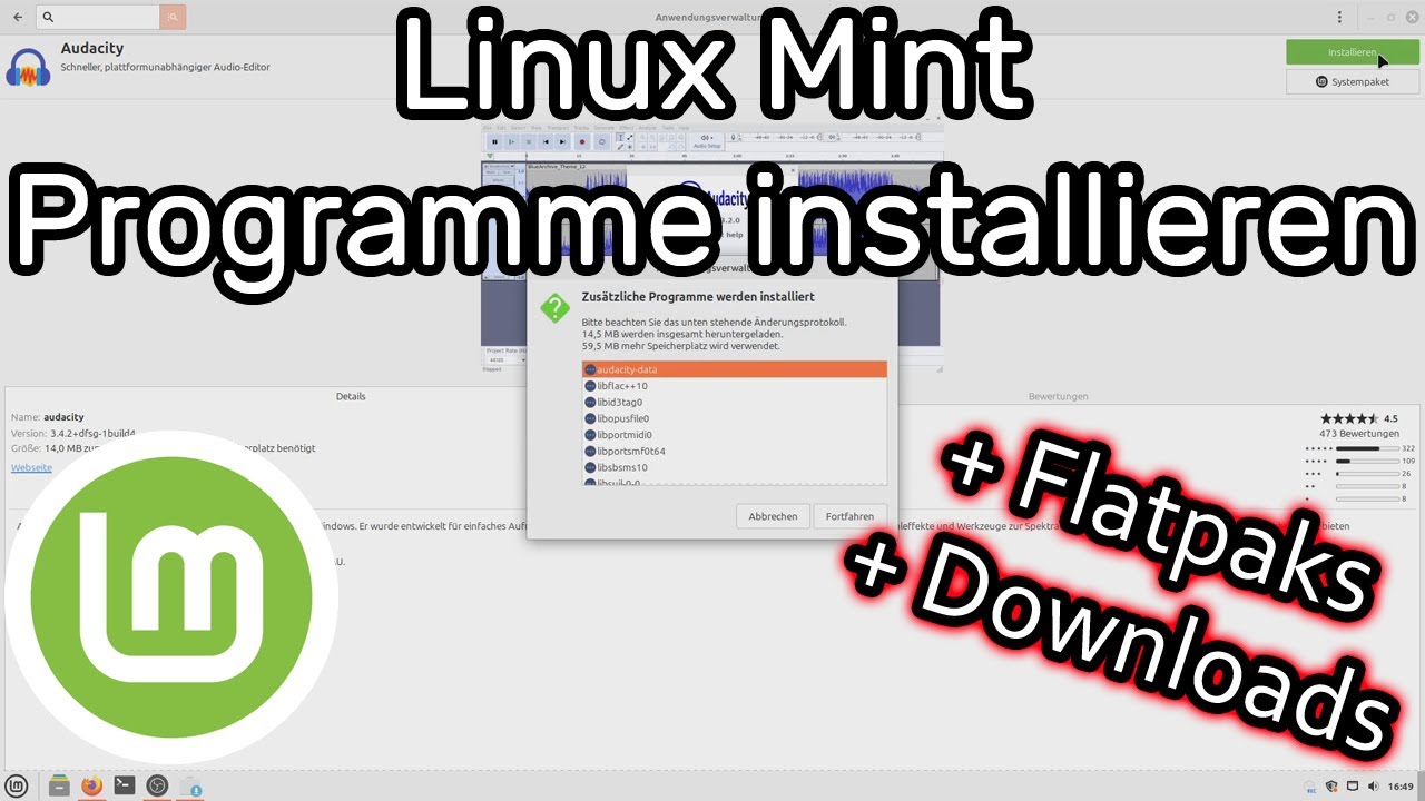 Linux Mint Programme und Apps installieren (Anwendungsverwaltung, Flatpak, Download)