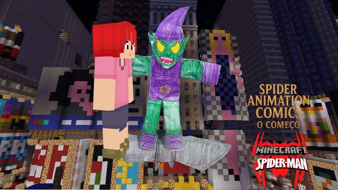 Minecraft homem-aranha ep 14 o duende Verde atacou a Mary Jane