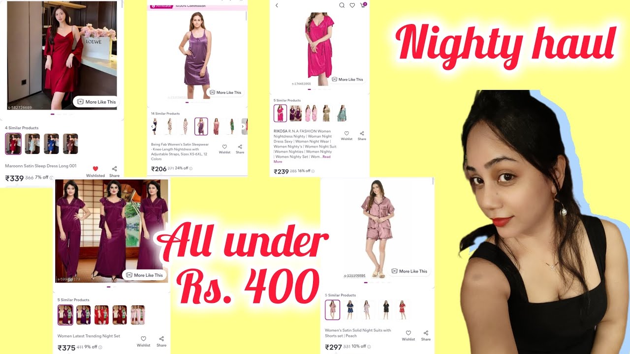 Meesho nighty haul #satin #nightyfashion #nighty #nightdress #meesho #meeshohaul 