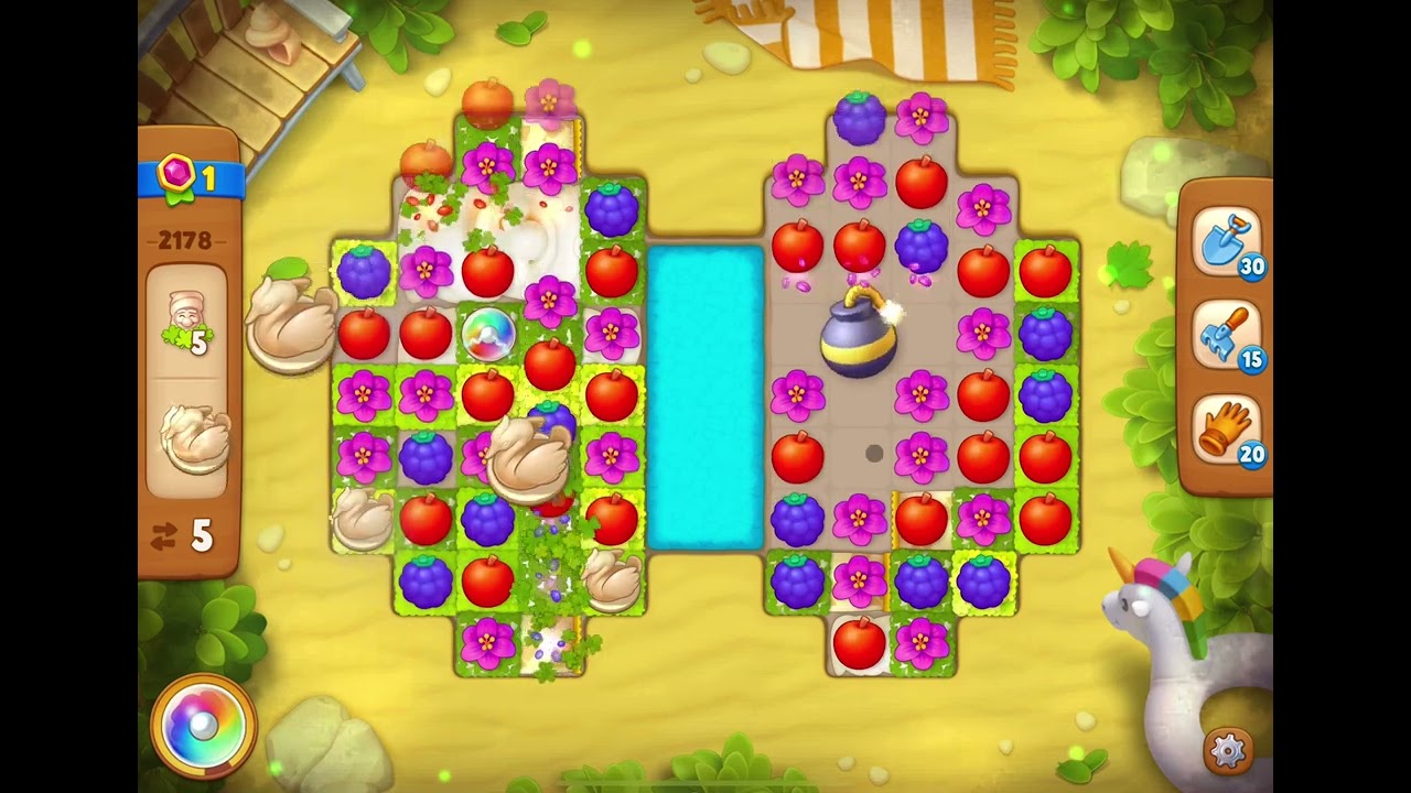 GardenScapes Level 2178 no boosters (13 moves)