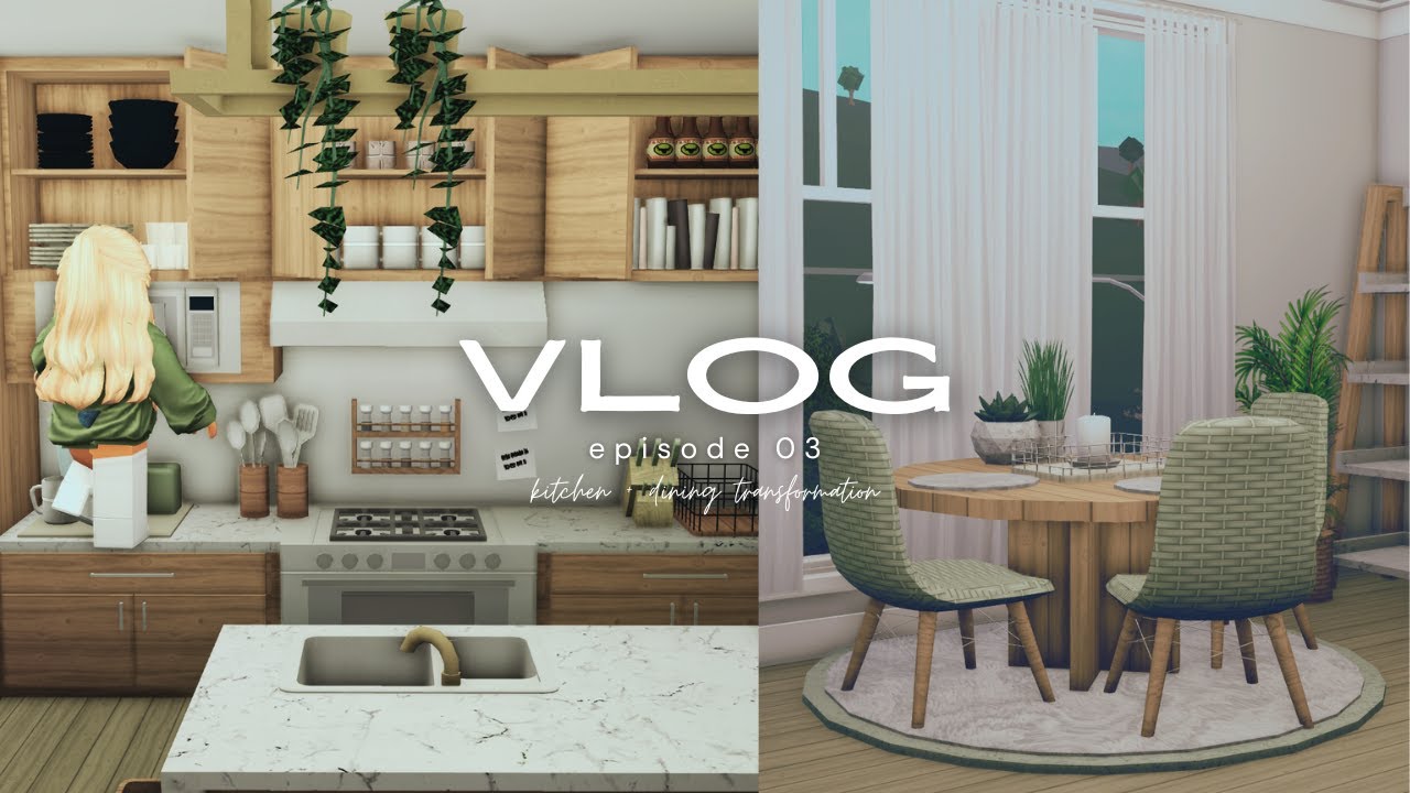 ♡ Kitchen + dining area transformation♡📦🛠 |Korea vlog ep 3 |Bloxburg
