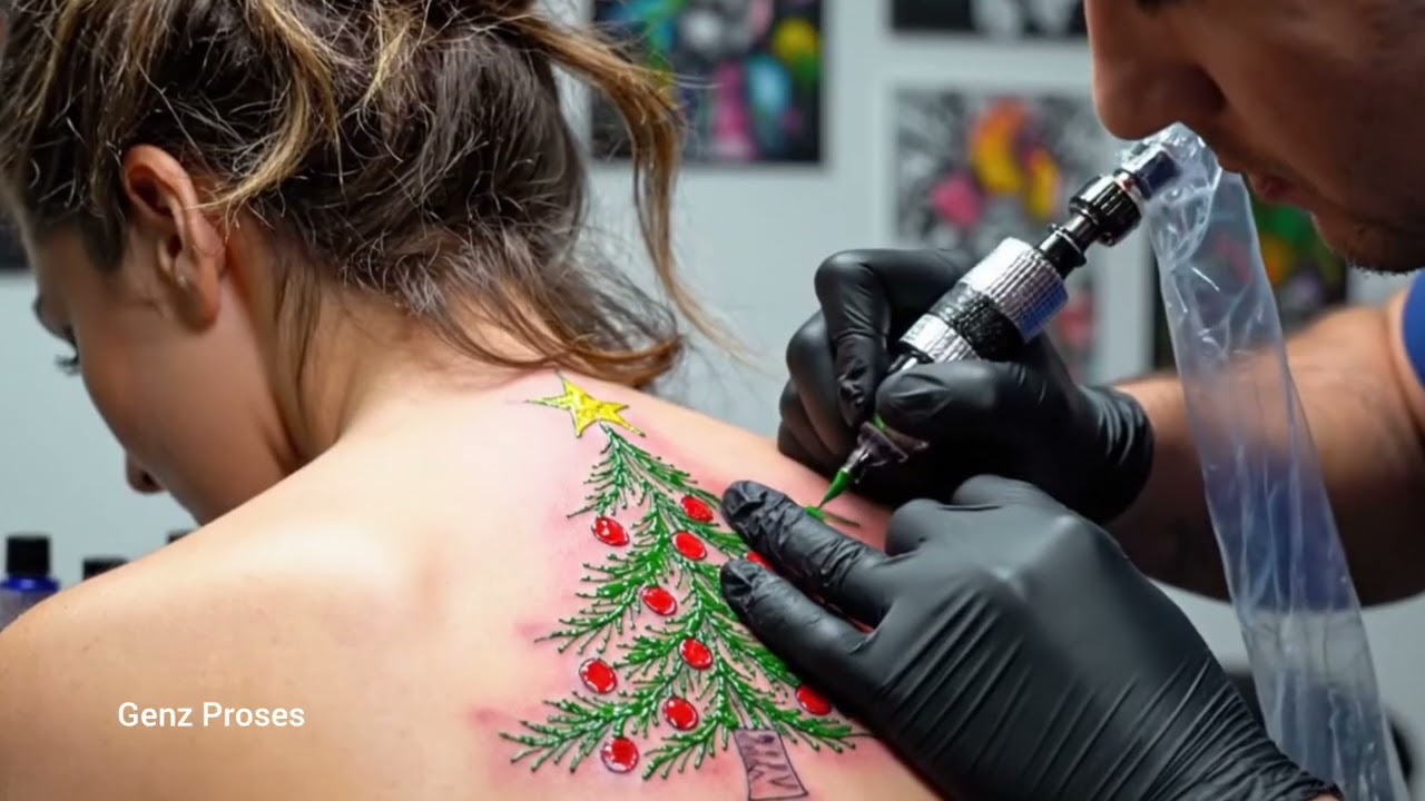 Inside a modern Factory: The process of making a spider tattoo on a beautiful girl's arm ( Process)