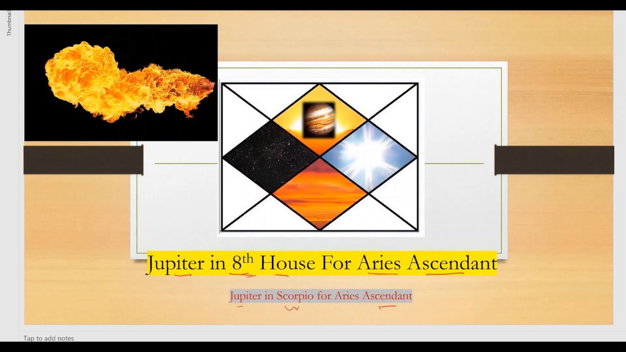 Jupiter in Scorpio sign for Aries ascendant (Ju in 8th House for Aries Asc)