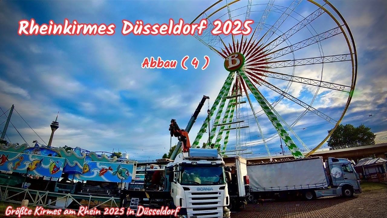 Rheinkirmes Düsseldorf 2025 Abbau+Rundgang (4)🏎️Größte Kirmes am Rhein 2025 in Düsseldorf-Abbau 🏗️