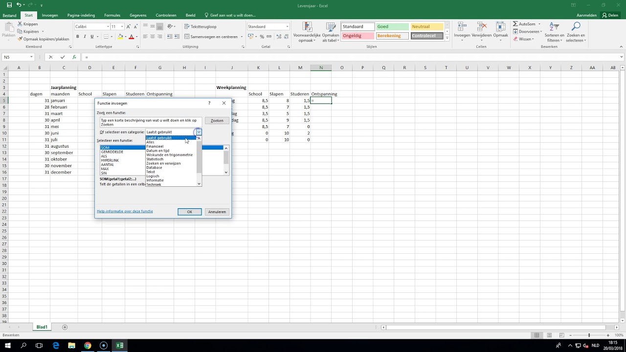 Excel - Jaar- en weekplanning