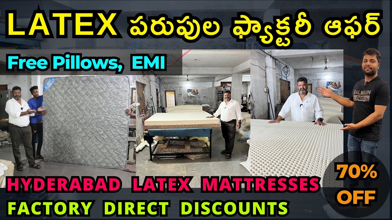 Best Latex Mattresses Factory Direct Discount Sale in Hyderabad, Free Pillows, EMI, Home Delivery