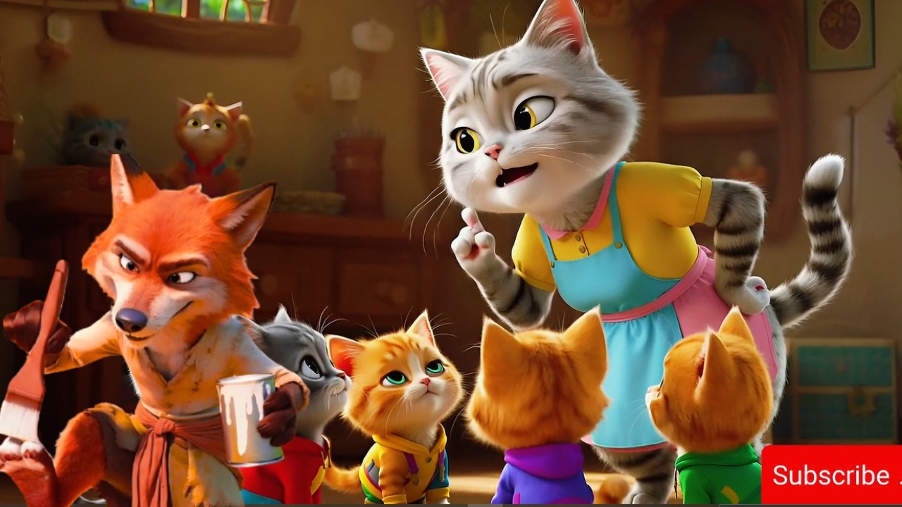 Five Little Kittens vs the Sneaky Fox 🐱🦊 Don’t Open the Door! #cat #explore #shorts #shortvideo