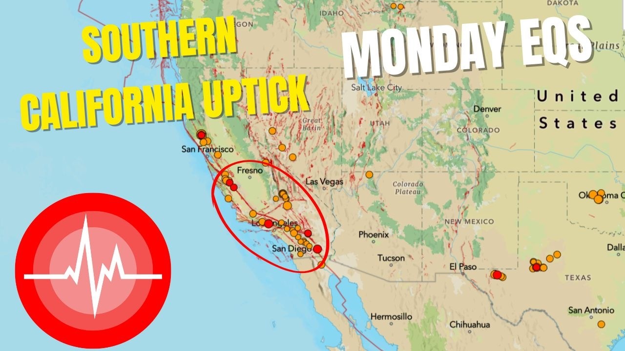 Earthquake uptick across Southern California. Puerto Rico Trench Swarming. Monday update.