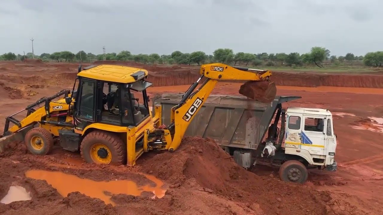New 3dx Extra JCB Loading MurmTata 2518 Tipper Truck From My House Swaraj 855 washing With Water!