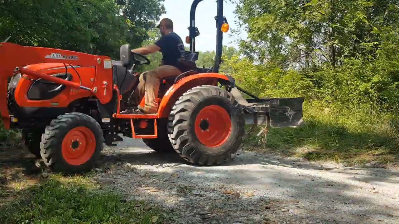 Removing Hill On Driveway To Let Water Run Off! Box Blading With Tractor!