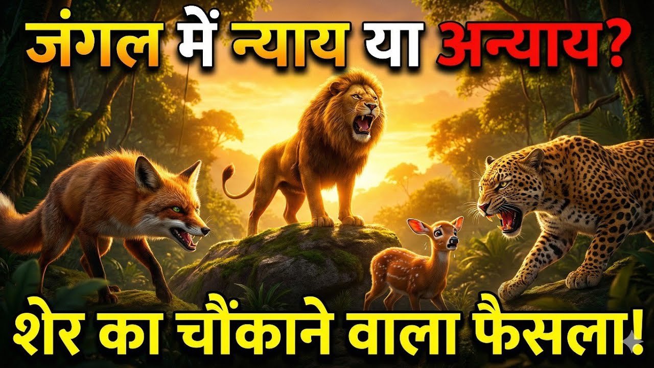 जंगल का न्याय  | शेर की पंचायत | Hindi Moral Story | Jungle Animation Story | AI FunX #cartoon 