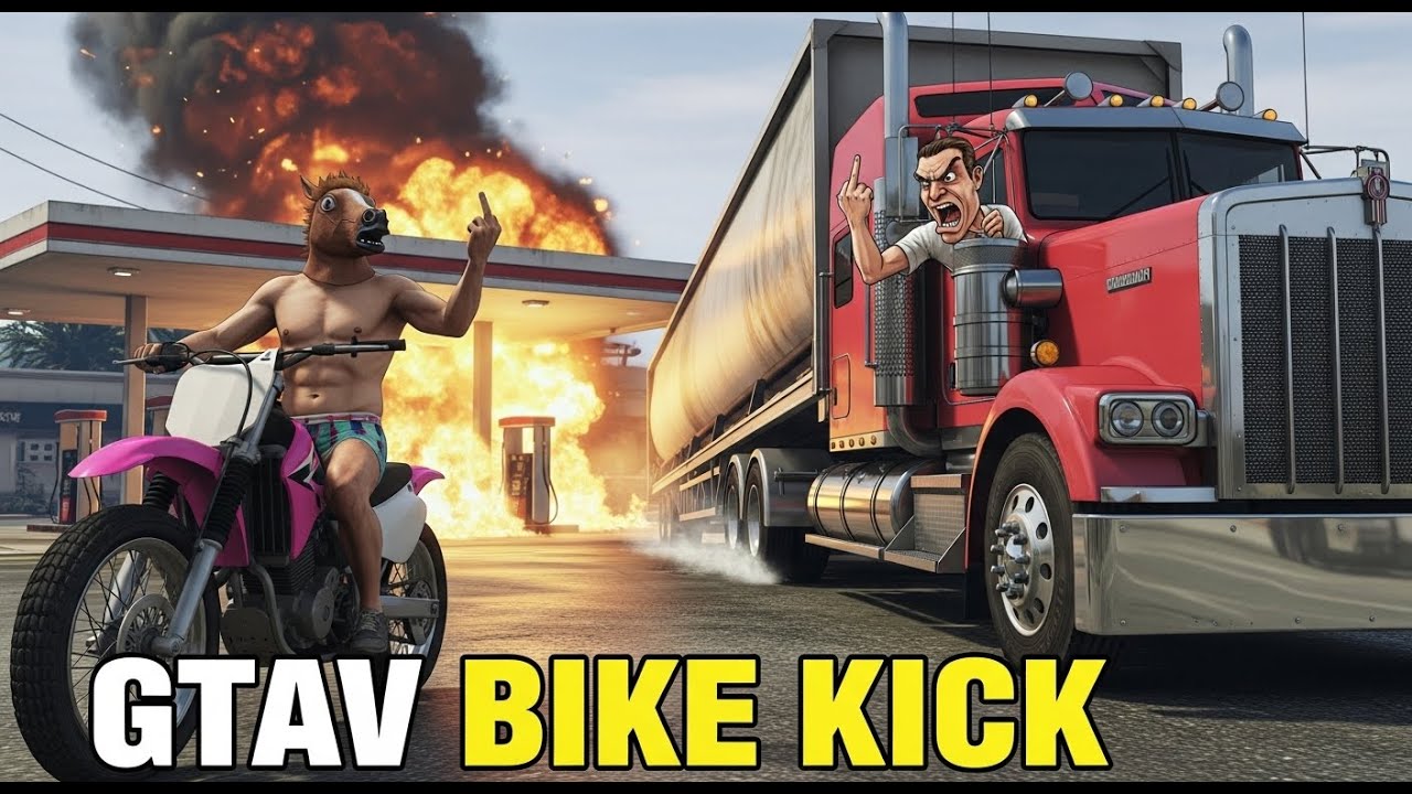 GTA 5 Bike Kick: This Truck Drivers Totally LOST IT! 🚛🤬 (Instant Karma)