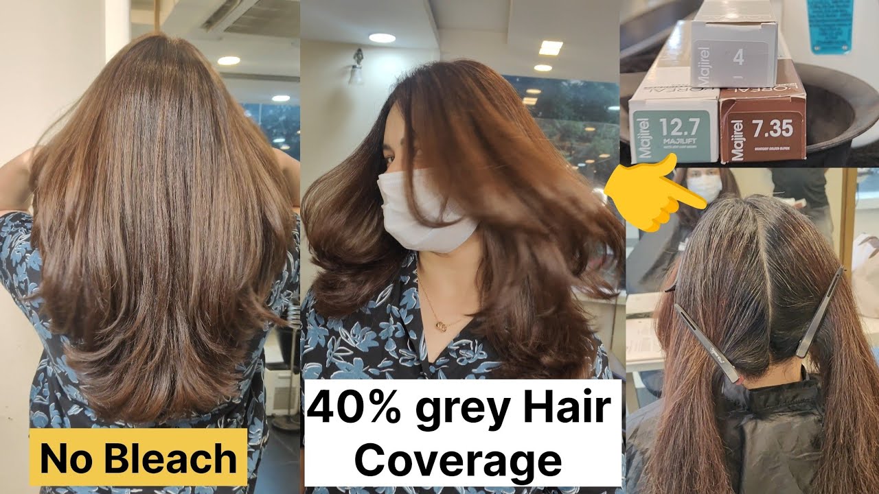 No bleach/ 40% grey hair coverage with brown hair color/step by step/for beginners Shyama's M
