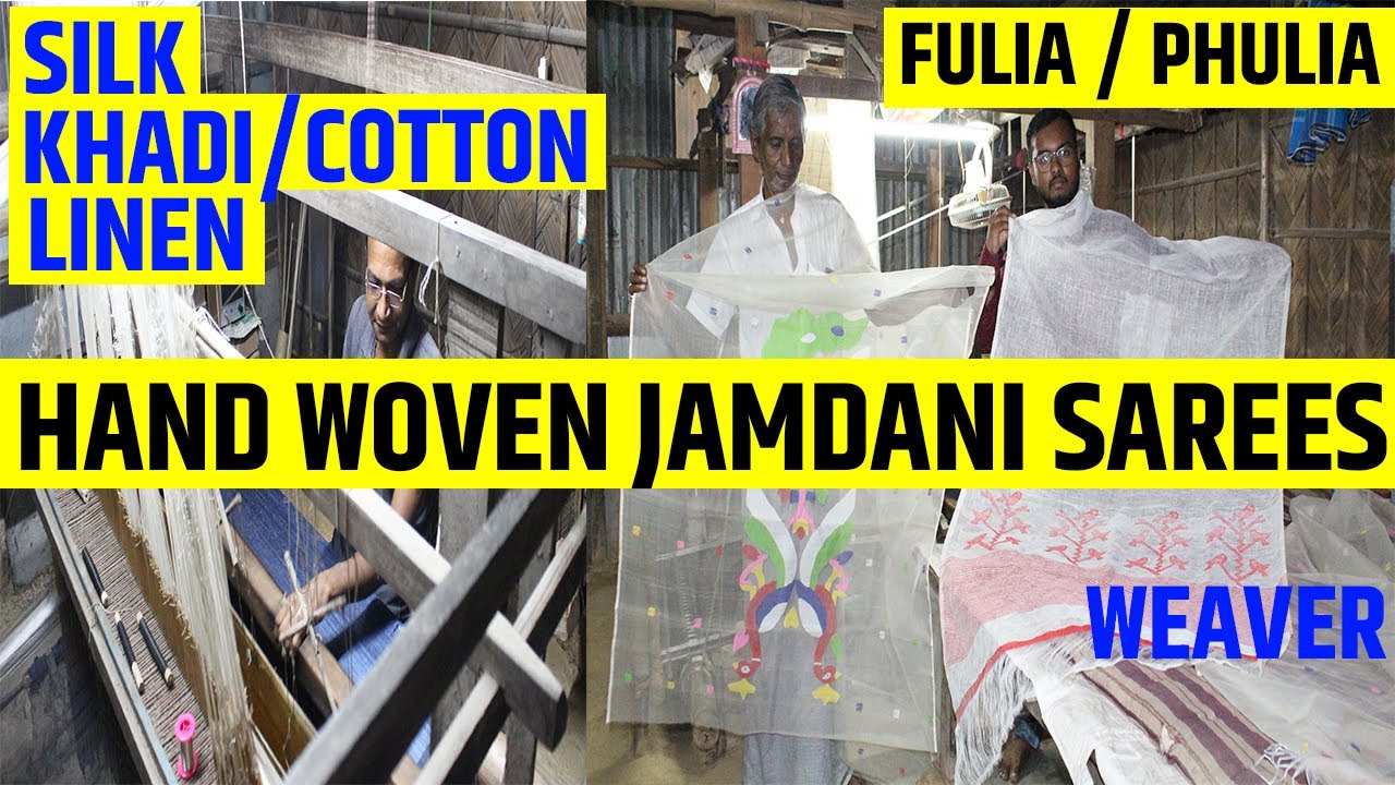 Pure Hand Woven Handloom Silk, Linen, Khadi, Cotton Saree Weaver in Fulia, Nadia