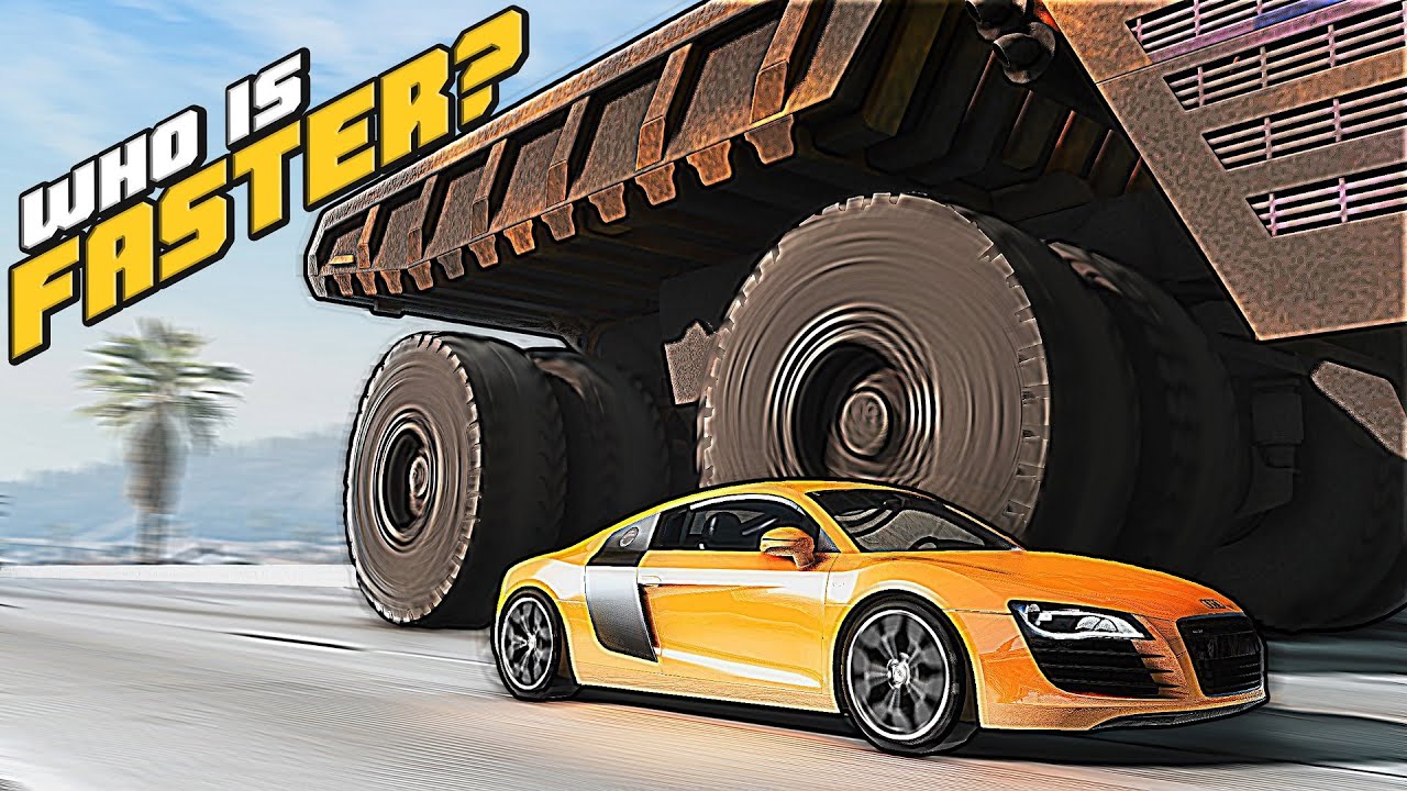 Безумный карьерный самосвал против всех в Beamng Drive - кто быстрее?