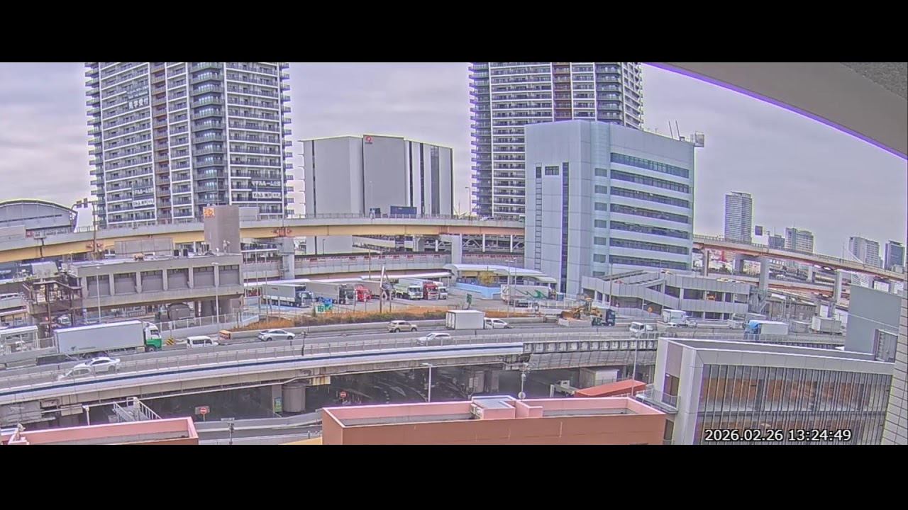 阪神高速3号神戸線 京橋PA付近 ライブカメラ Japan Hanshin Expressway No.3 Kobe Line Kyobashi rest area near Live Camera.