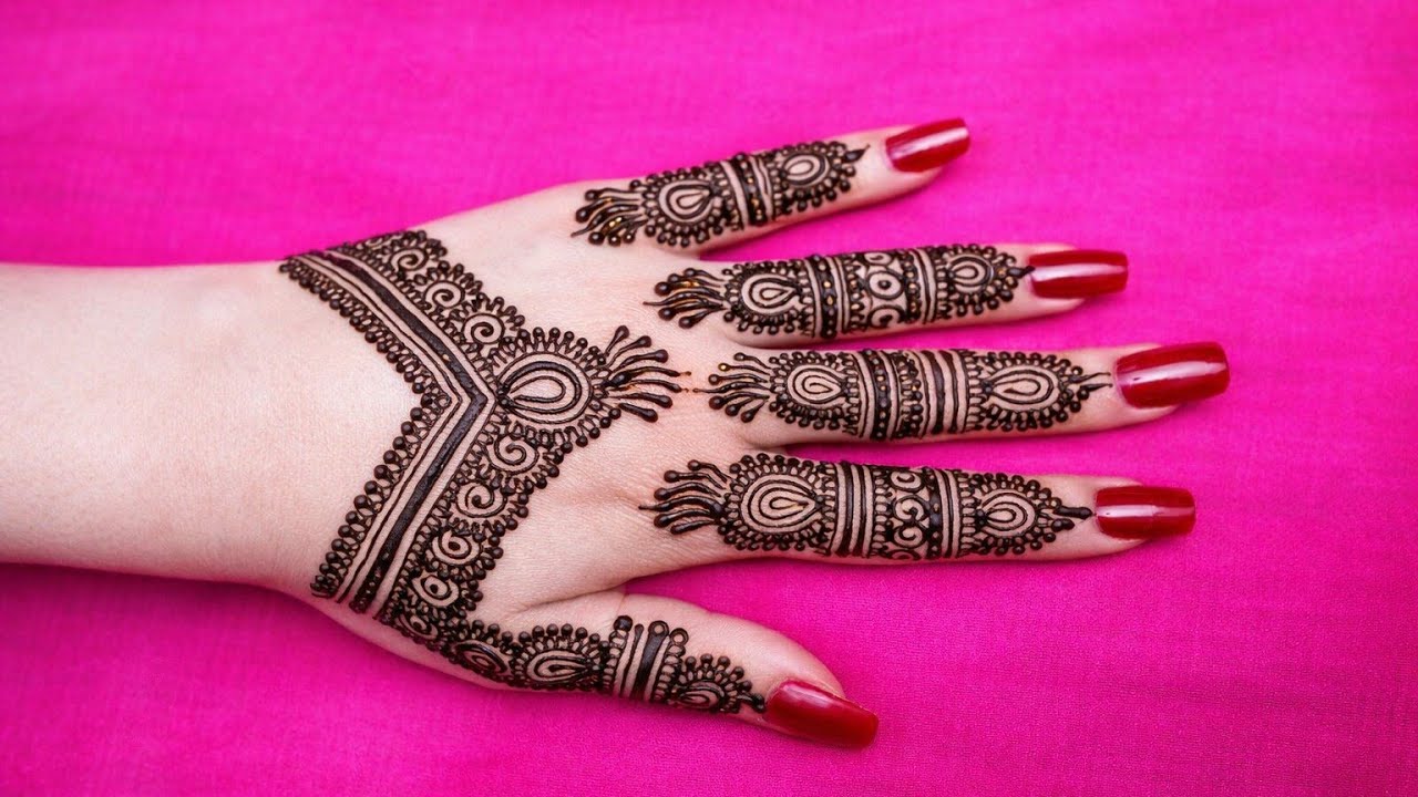 Stylish V Shape Arabic Mehndi Design | Back Hand Mehndi Tutorial