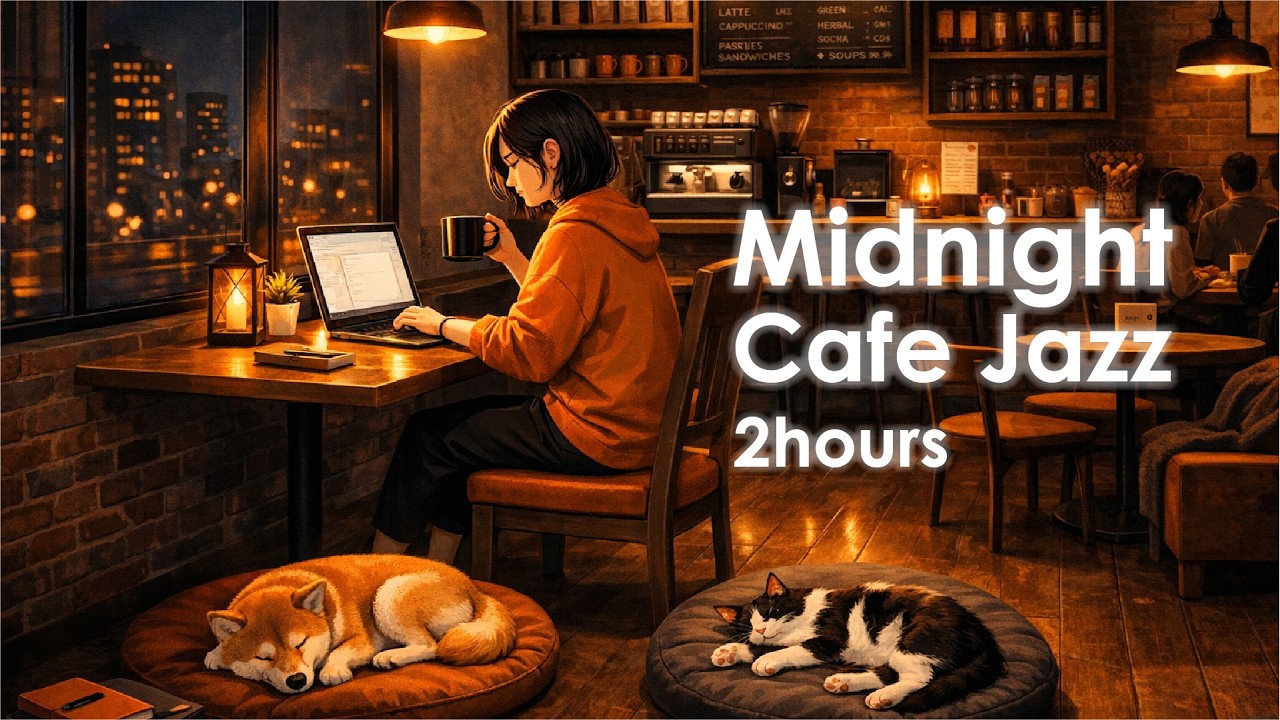 夜カフェ作業ジャズ 2時間｜作業・勉強用BGM｜Calm Cafe Jazz