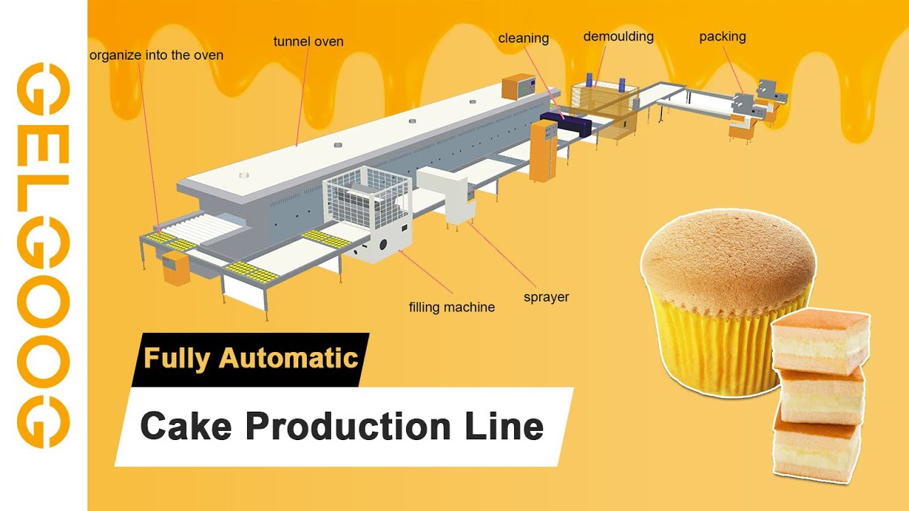 Fully Automatic Cake Production Line in Factory For Testing