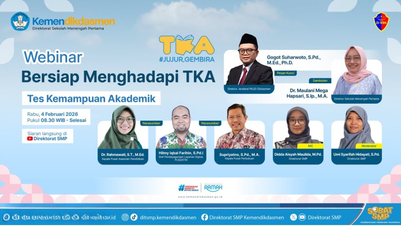 WEBINAR TES KEMAMPUAN AKADEMIK (TKA) JENJANG SMP TAHUN 2026