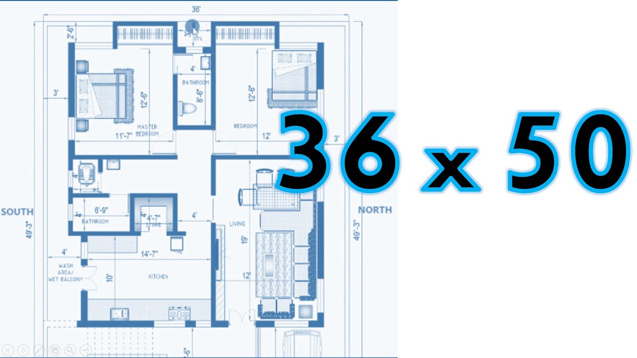 36 x 50 house plan # East face plan