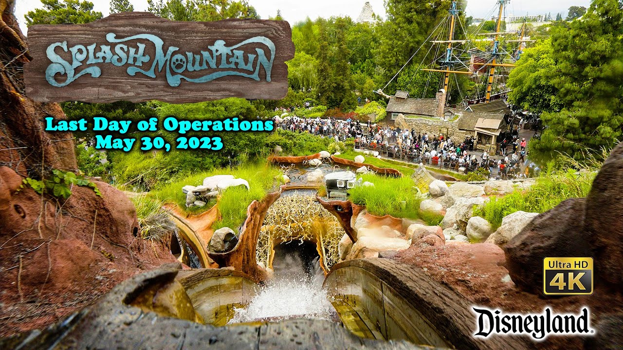 Splash Mountain Last Day On Ride Low Light Front Row 4K POV with Queue Disneyland 2023 05 30
