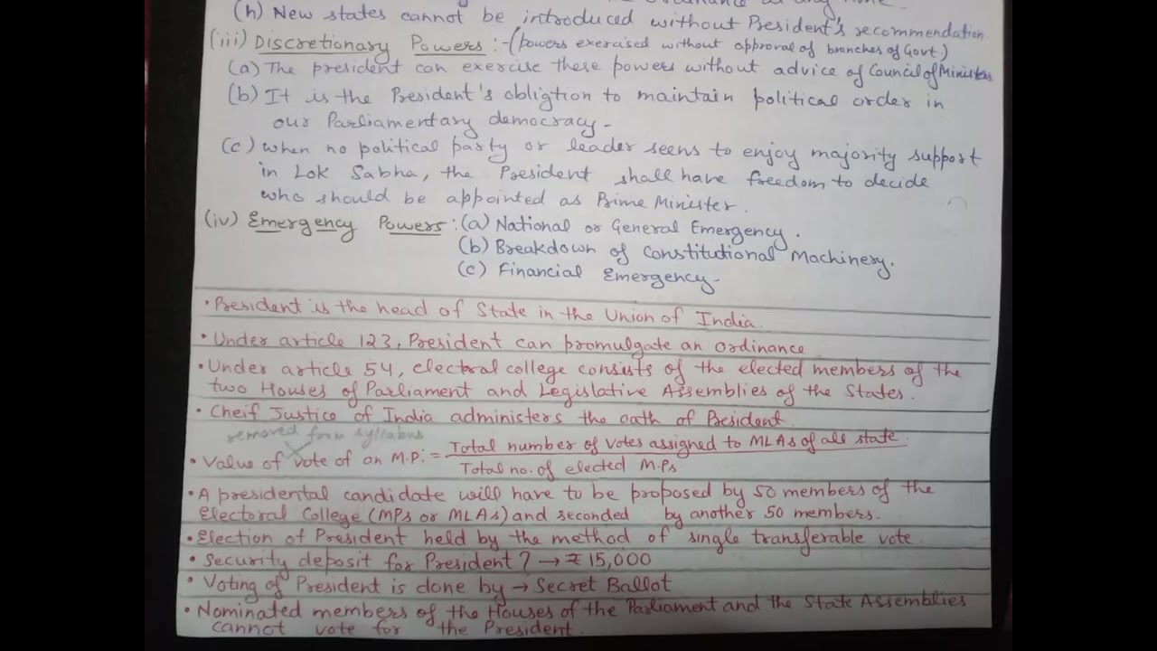CLASS 10 ICSE | CIVICS |CHAPTER- THE PRESIDENT AND VICE-PRESIDENT | NOTES |