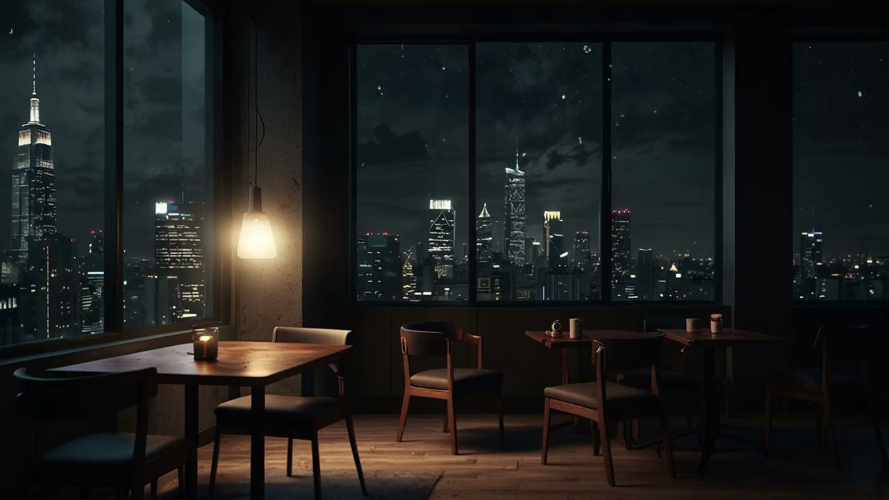 Rainy Night Café Ambience ☕ Relaxing Rain Sounds with Cozy City Window for Sleep & Study