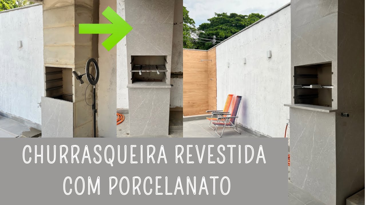 Churrasqueira REVESTIDA com porcelanato! 🤍