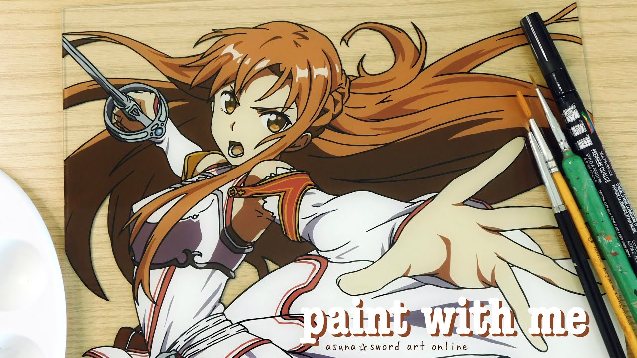 paint with me! ✰.ೃ࿔ anime glass painting | Asuna from Sword Art Online ‧₊˚🗡✮💿˚₊