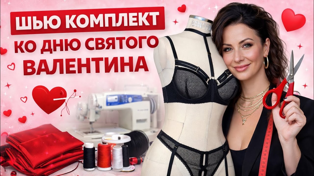 Комплект ко Дню всех влюбленных | пошив бюстгальтера и трусов | МК | DIY | TUTORIAL 