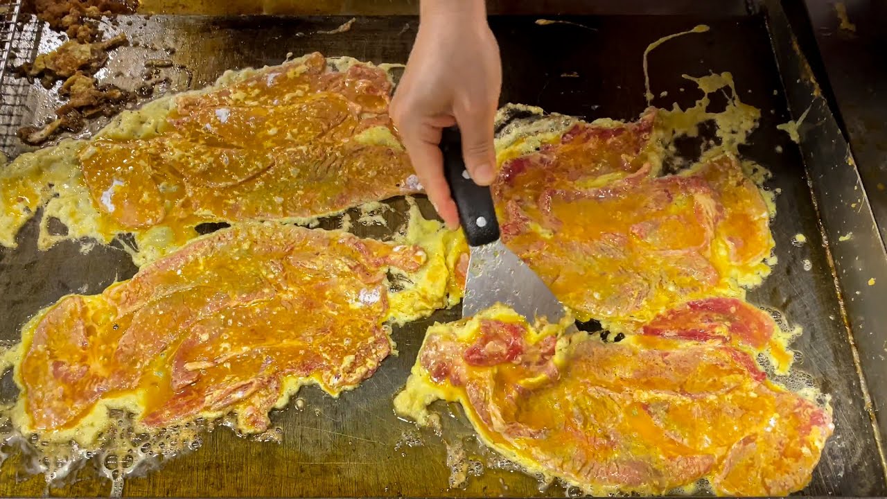 교동 마약 소고기 육전!┃전주 길거리 음식┃Meat Jun(Pancake)┃Korean Street Food