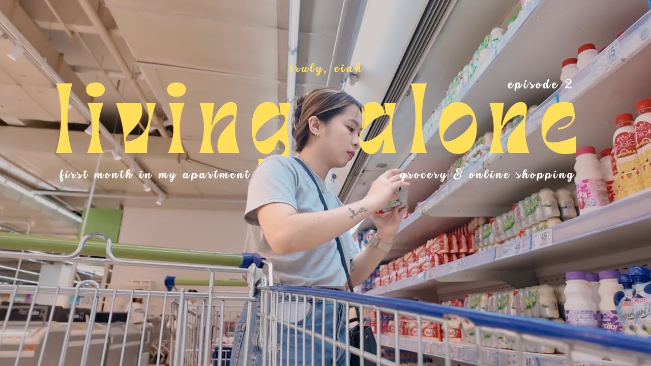 living alone vlog: first month in my apartment, unboxing essentials, & first grocery shopping!