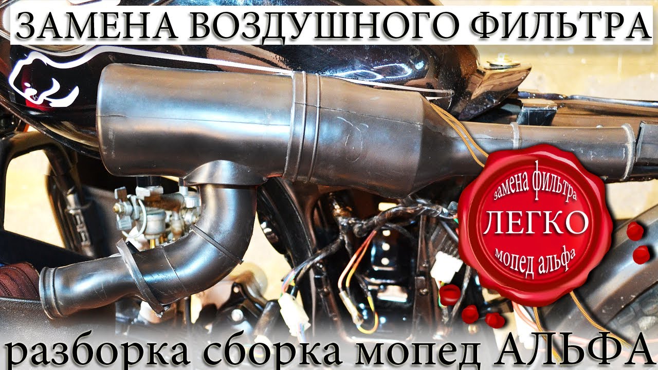 ☑️ ЗАМЕНА ВОЗДУШНОГО ФИЛЬТРА 🎠 АЛЬФА МОПЕД 🚱 КАК РАЗОБРАТЬ СОБРАТЬ.