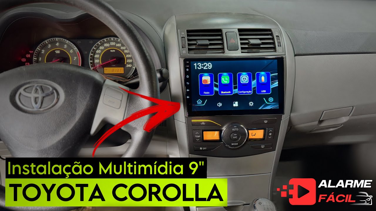 Instalação Multimídia 9” Toyota Corolla 2011 ✅ CarPlay e Android Auto