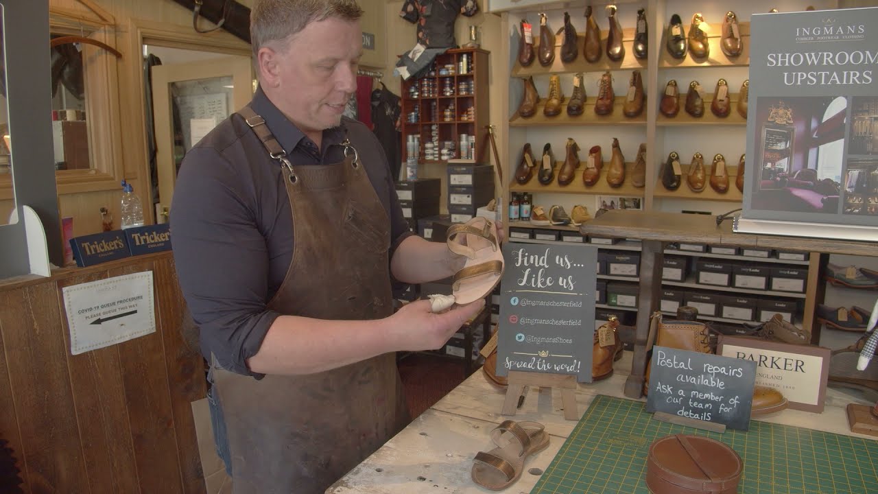 British Shoe Cobbler Reconstructs A Pair Of Women's Sandals