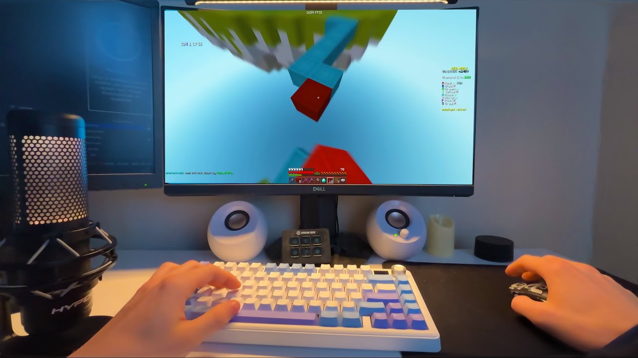 Calming 360Hz stretched POV Bedwars + Keyboard & Mouse ASMR | Study Music Background 🎮🎶 | 4K 60FPS