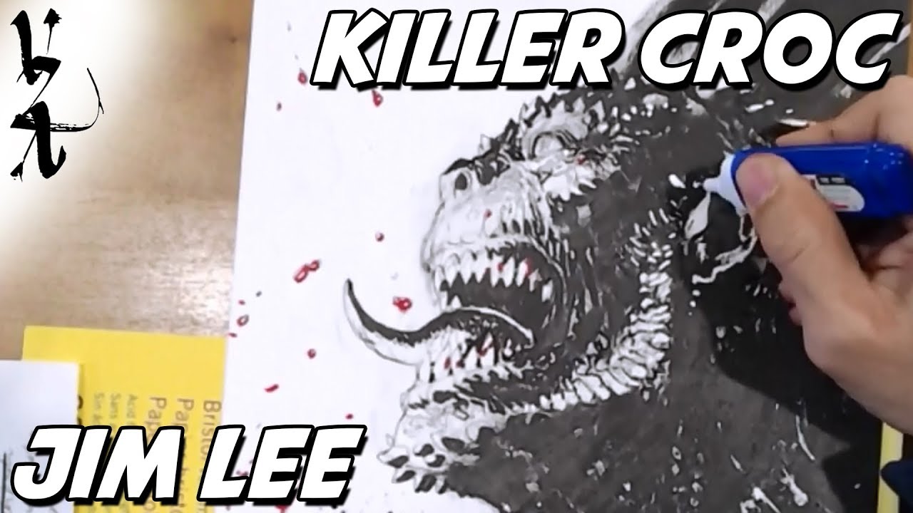 Jim Lee drawing Killer Croc
