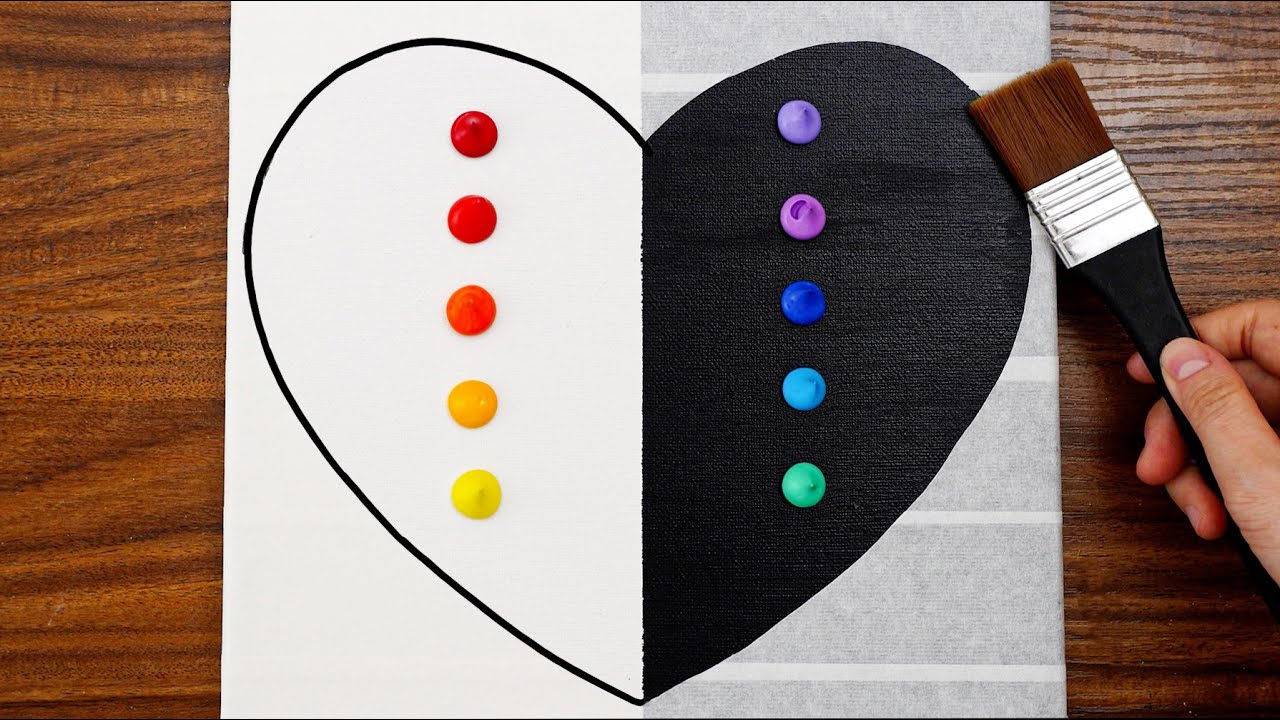 Half & Half Heart Life Acrylic Painting Step by Step #1138｜Satisfying Demo