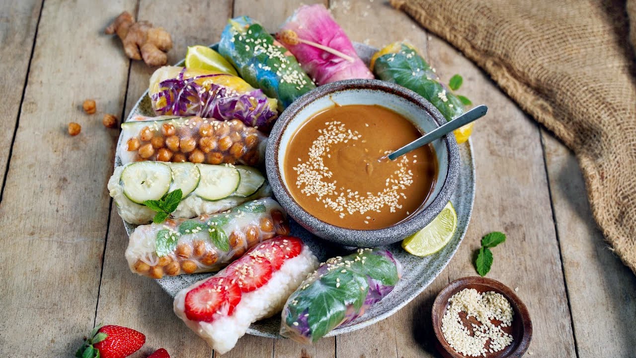 Vegan SUMMER ROLLS с потрясающим арахисовым соусом!