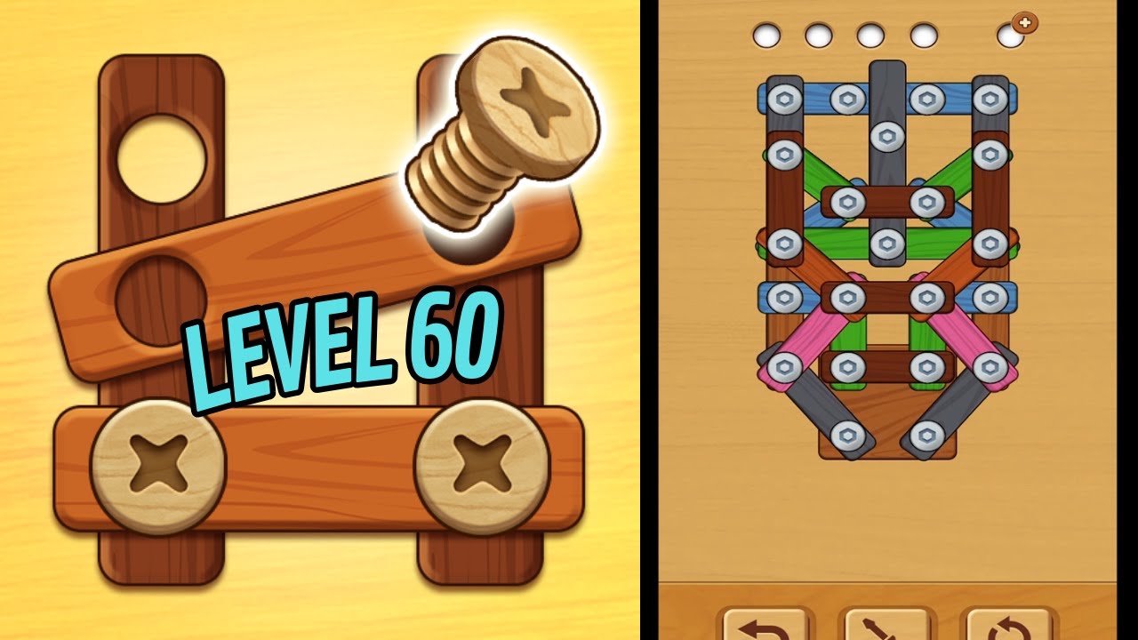 🏅 WOODLE - WOOD SCREW PUZZLE 🤪 Level 60 🧩 Gameplay Walkthrough