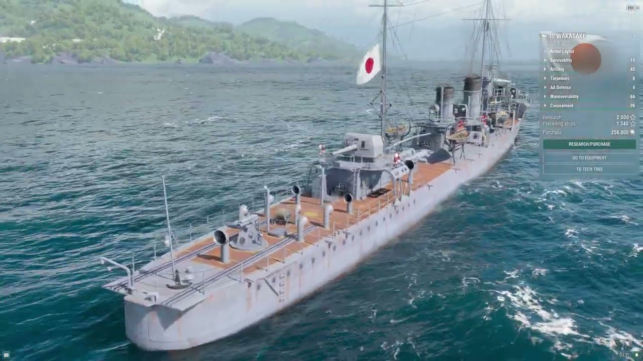 World Of Warships IJN Wakataki Class Tier III Destroyer 360 View RTX 4090 OC I9-14900KS