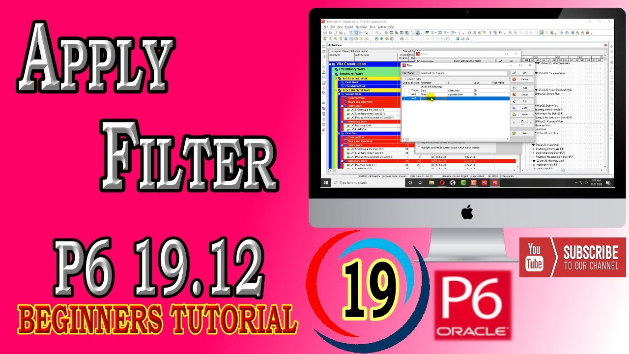 How to Apply Filter to Activities | Primavera P6 |19.12 | Beginners Tutorial