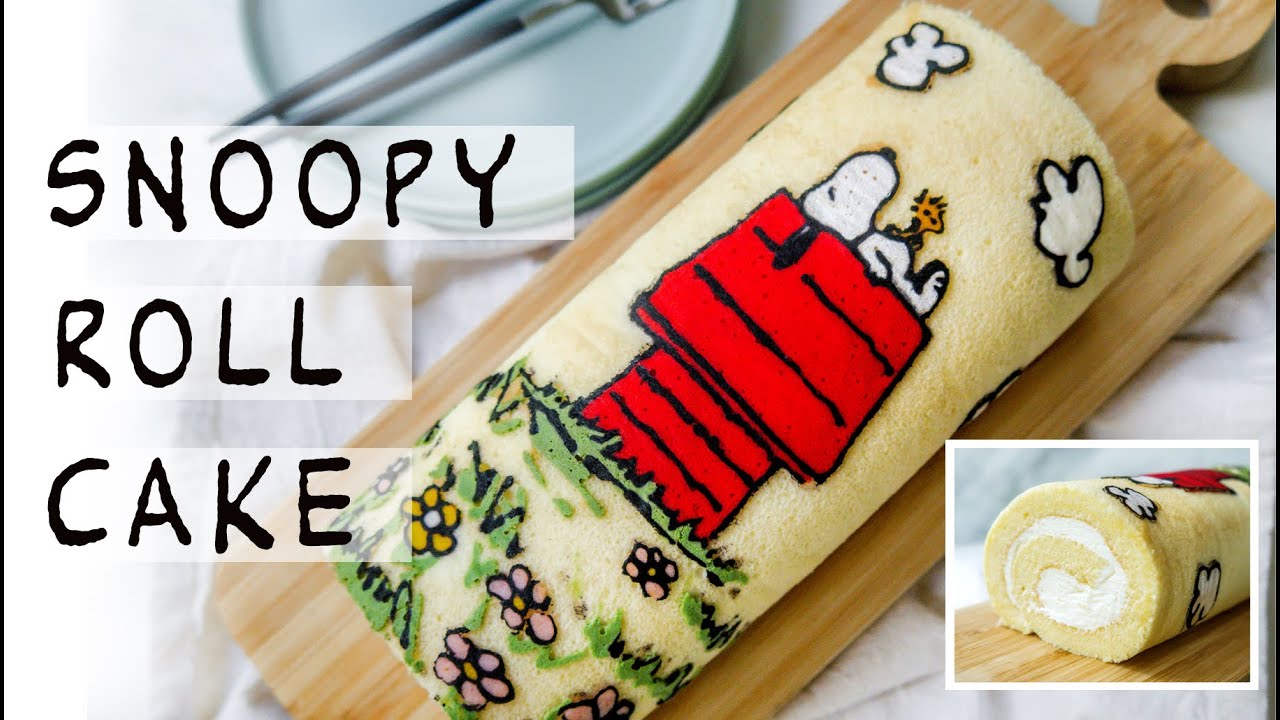 Snoopy Roll Cake | Patterned Roll Cake | How to DRAW ON CAKE | Original Swiss Roll | 彩绘蛋糕卷｜无需任何绘画技巧