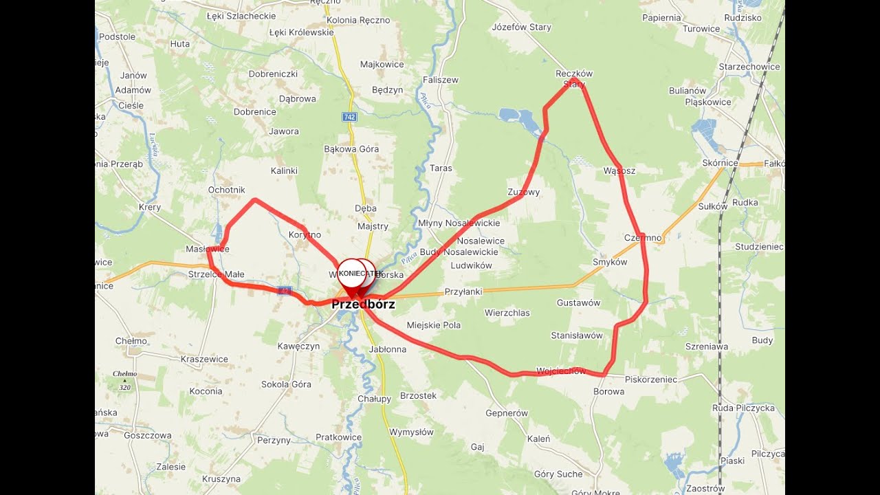 2025 - Przedbórz, Borowa, Czermno, Reczków, Przedbórz, Korytno, Masłowice, Przedbórz 53 km